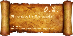 Ohrenstein Manassé névjegykártya